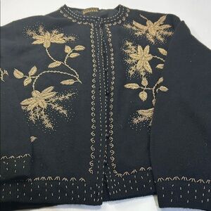 Sonivas  Black and Gold Embroidered Cardigan